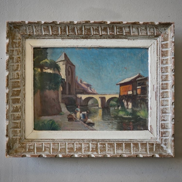 Oil Painting of a French Village Scene