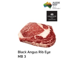 Australian Rib Eye Angus Beef Grain Fed 150 Days MB 3+ Steak Portion Cut (Frozen) Grainge Brand