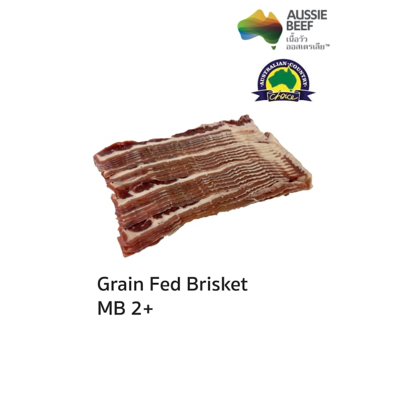 Australian Brisket NE Beef Grain Fed MB 2+ Sliced 2-3mm (Frozen) Australian Country Choice Brand