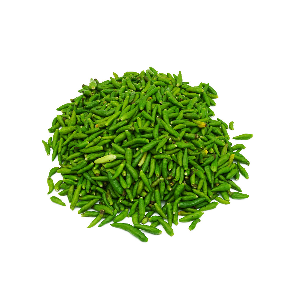 พริกขี้หนูสวนเล็ก สีเขียวล้วน คัดสวย (เด็ดก้าน) 1 กก/แพ็ค