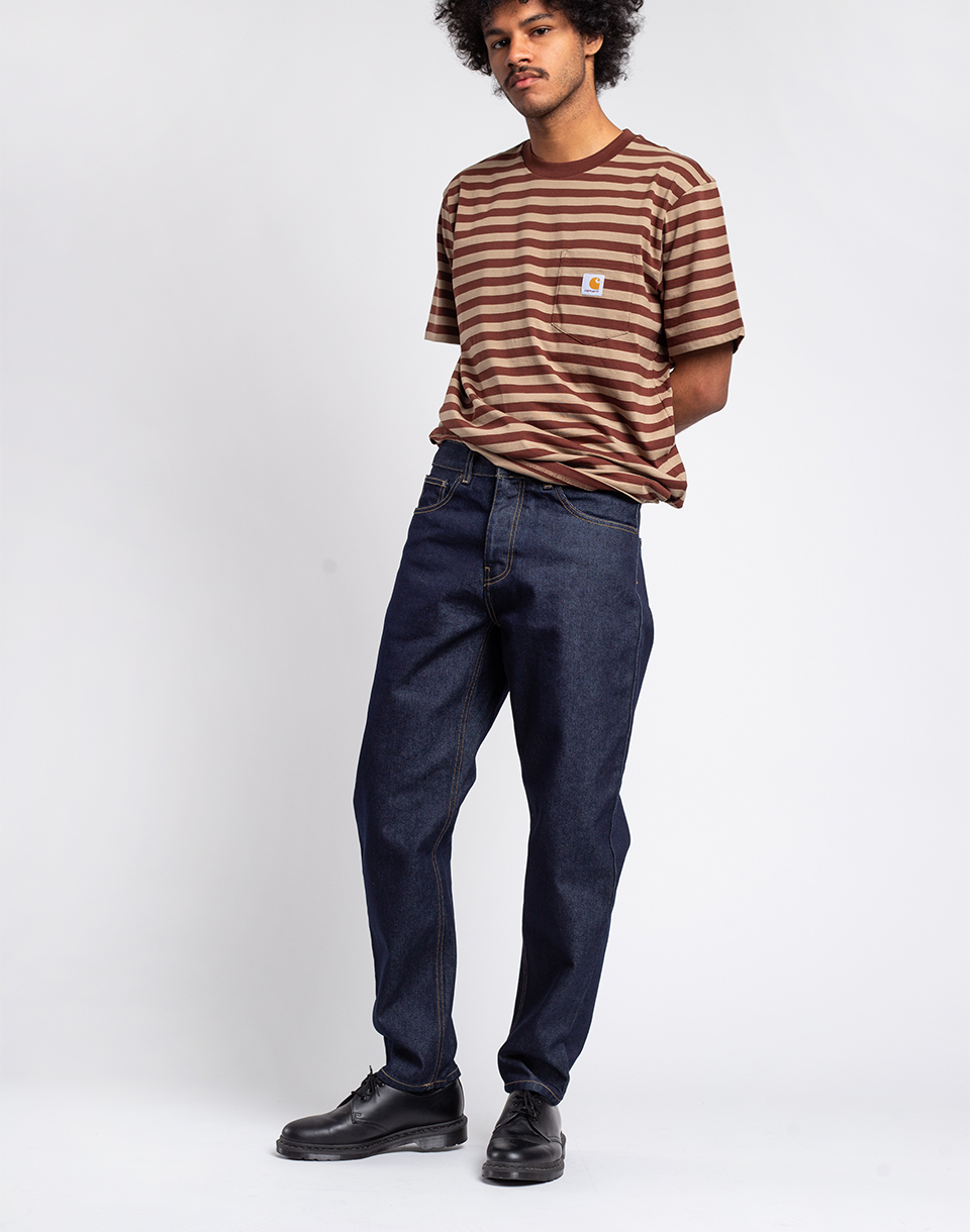 Carhartt WIP Newel Pant Blue one wash 32 - Modrá - Organická bavlna