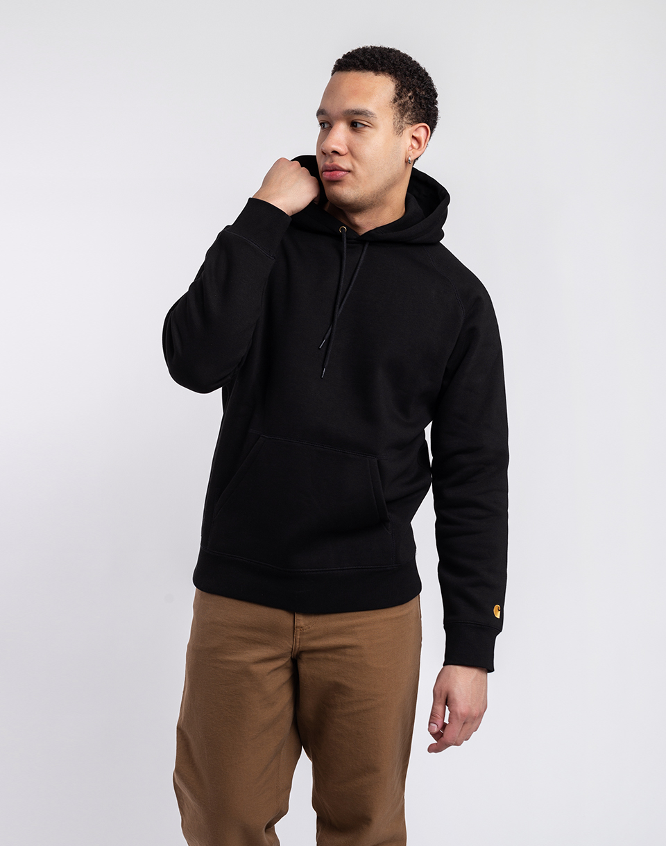 Carhartt WIP Hooded Chase Sweat Black / Gold S - Černá - Bavlna/Polyester