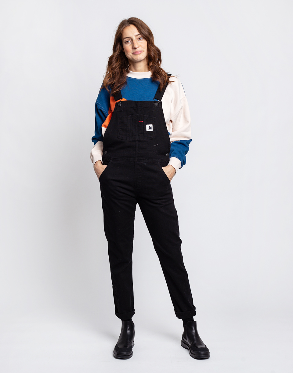 Carhartt WIP W′ Bib Overall Black rinsed S - Černá - Bavlna