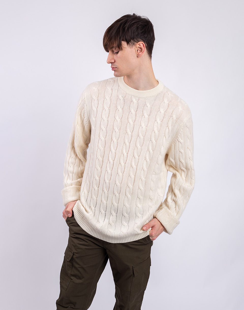 Carhartt WIP Cambell Sweater Salt XL - Bílá - Vlna