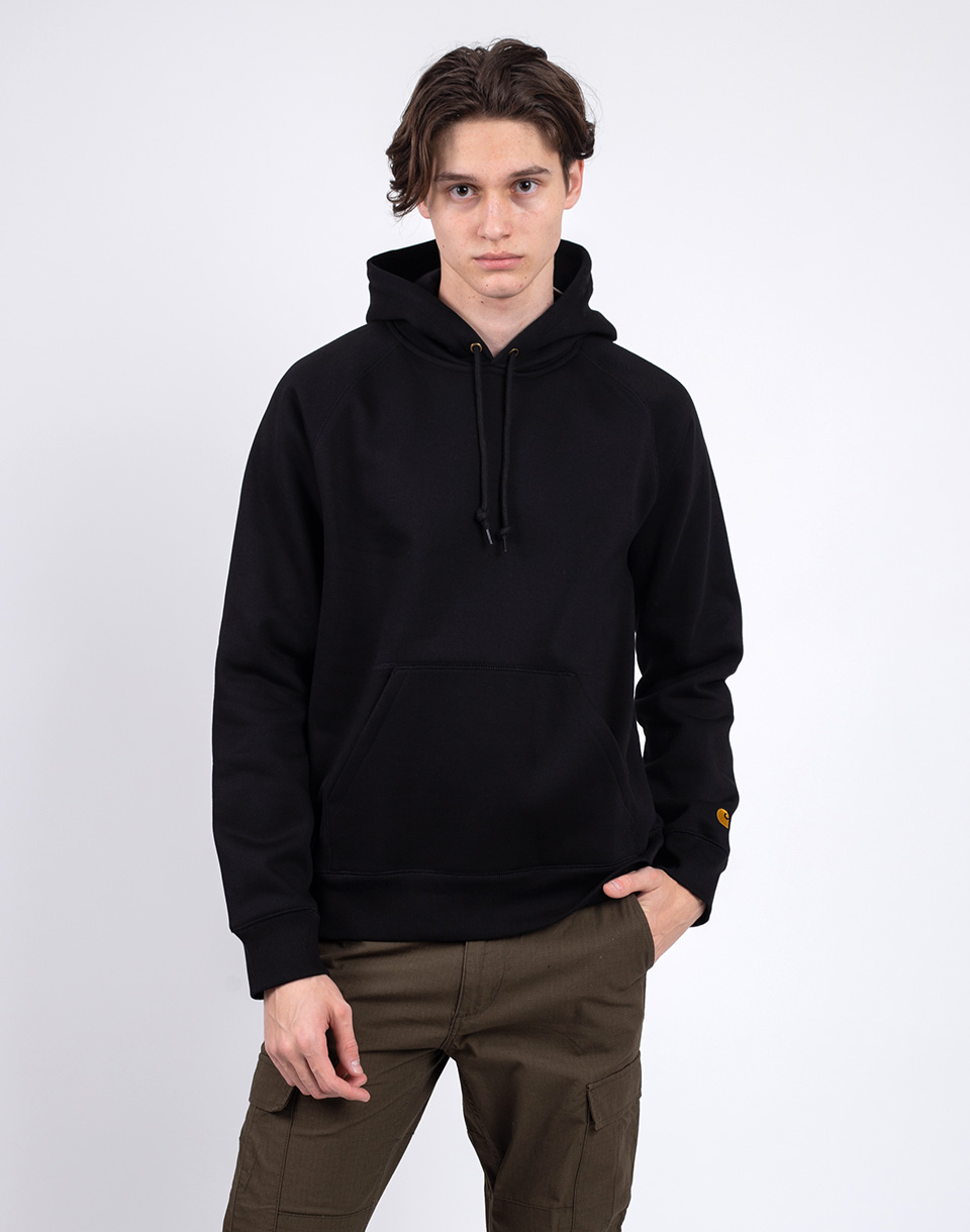 Carhartt WIP Hooded Chase Sweat Black/Gold L - Černá - Bavlna/Polyester