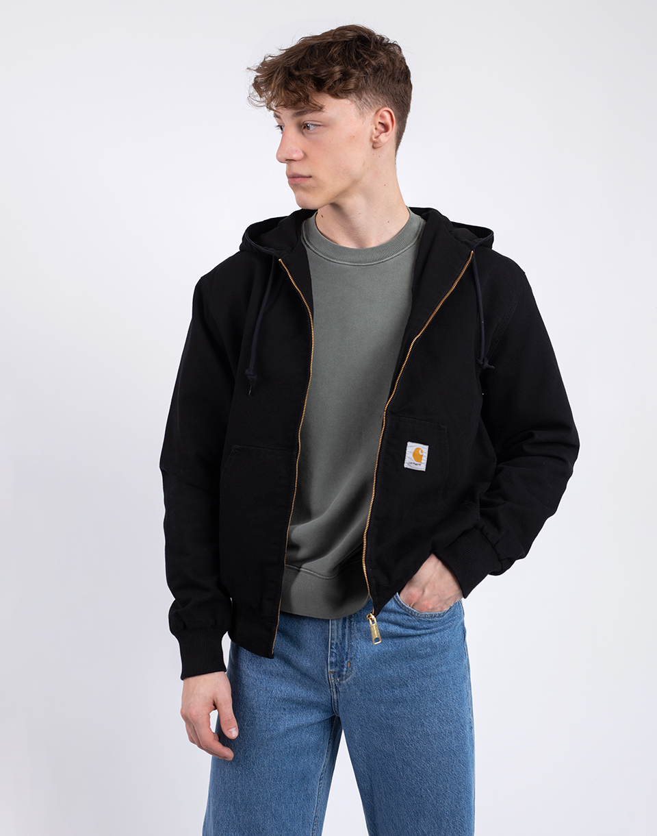 Carhartt WIP Active Jacket Black aged canvas XL - Černá - Organická bavlna