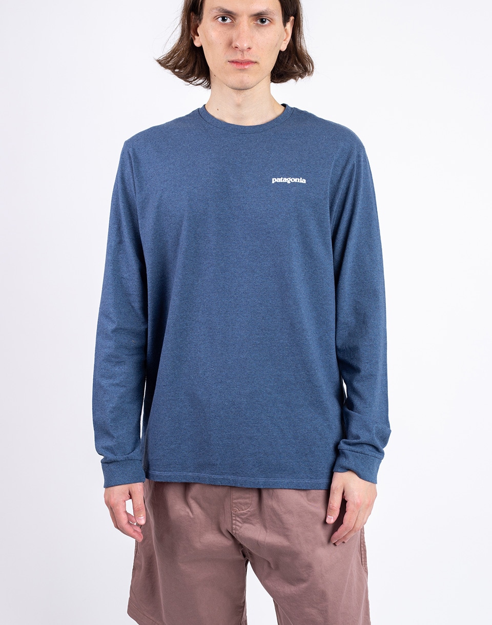 Levně Tričko Patagonia M's L/S P-6 Logo Responsibili-Tee Utility Blue