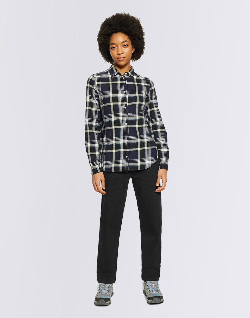 Knowledge Cotton Check Flannel Shirt 1300 Black Jet S