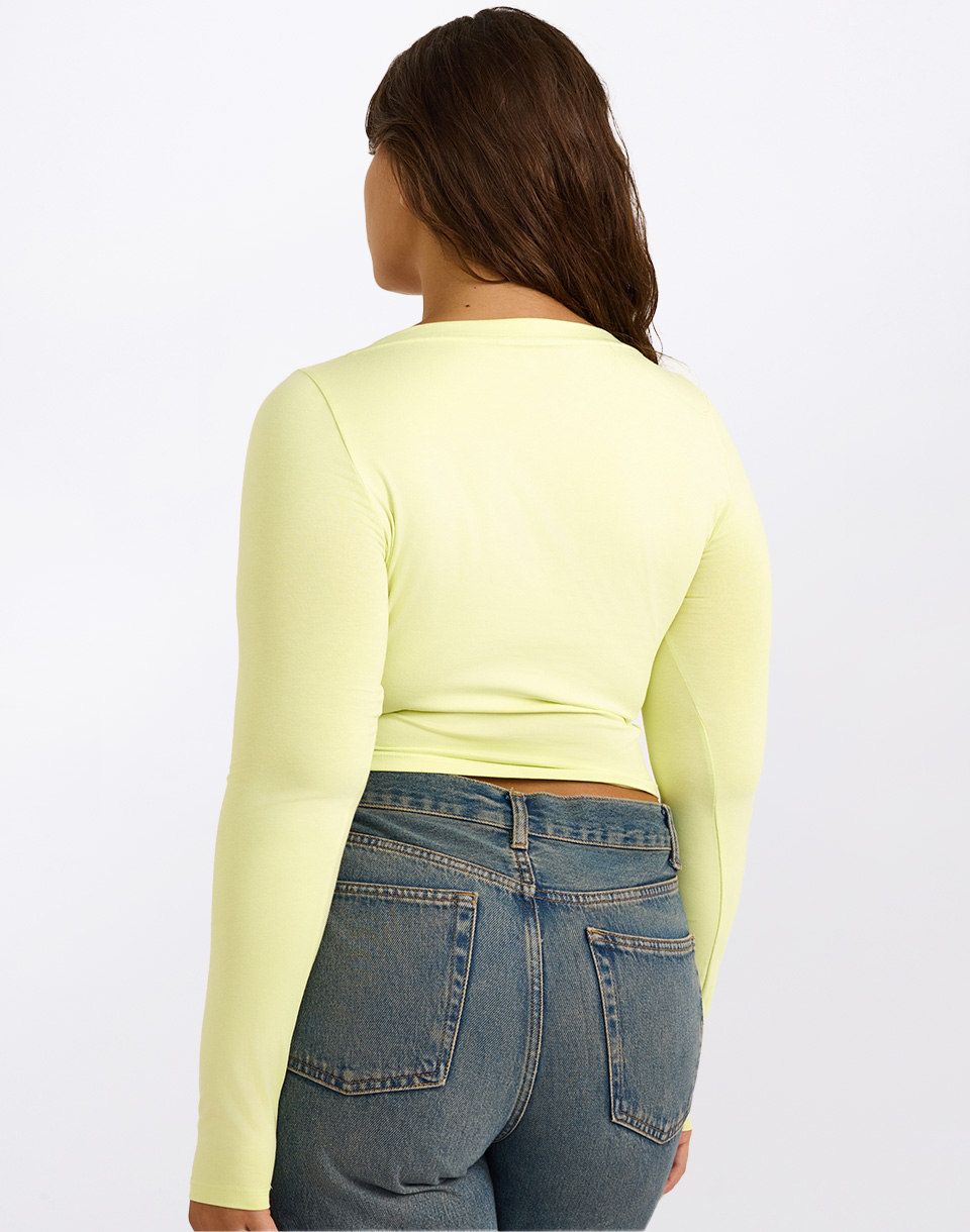 Organic Basics Everyday Scoop Neck Long Sleeve Tee Elderflower Green M