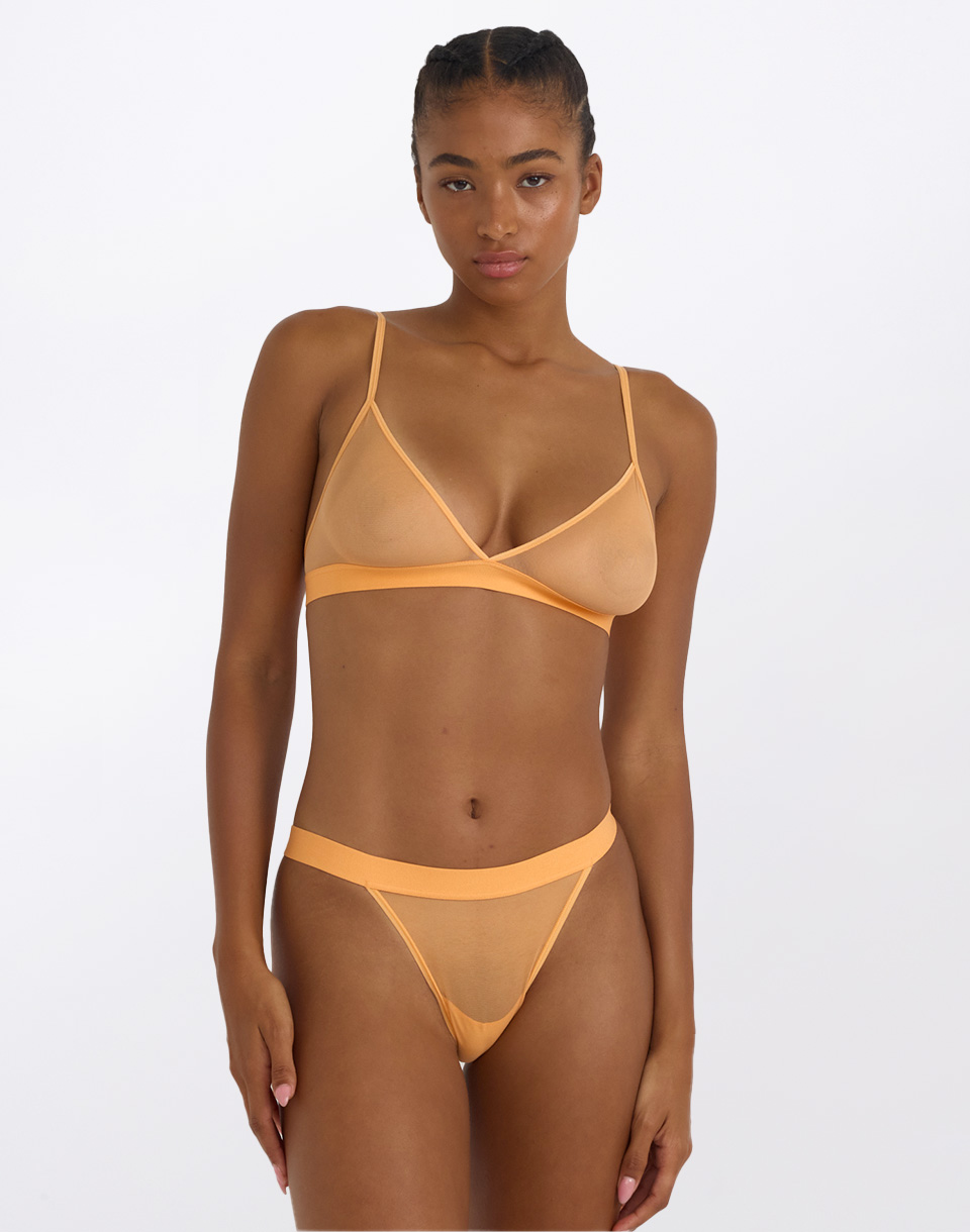 Organic Basics Mesh Triangle Bralette Papaya M
