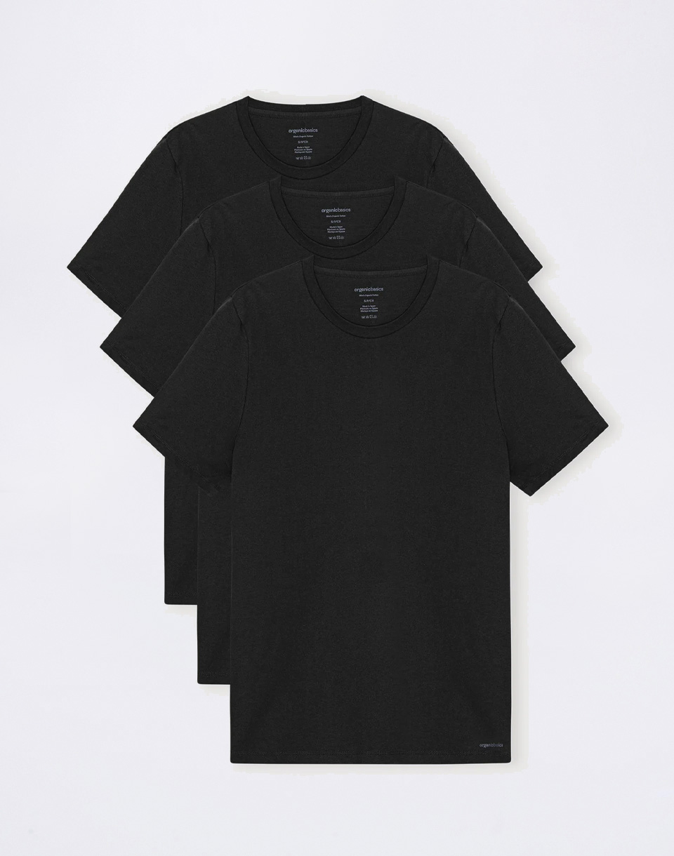Organic Basics True Crewneck Tee 3-Pack Black / Black / Black M