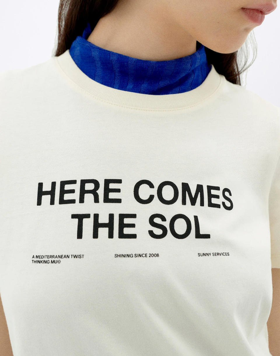 Tričko Thinking MU White Classic Sun T-Shirt Ida WHITE