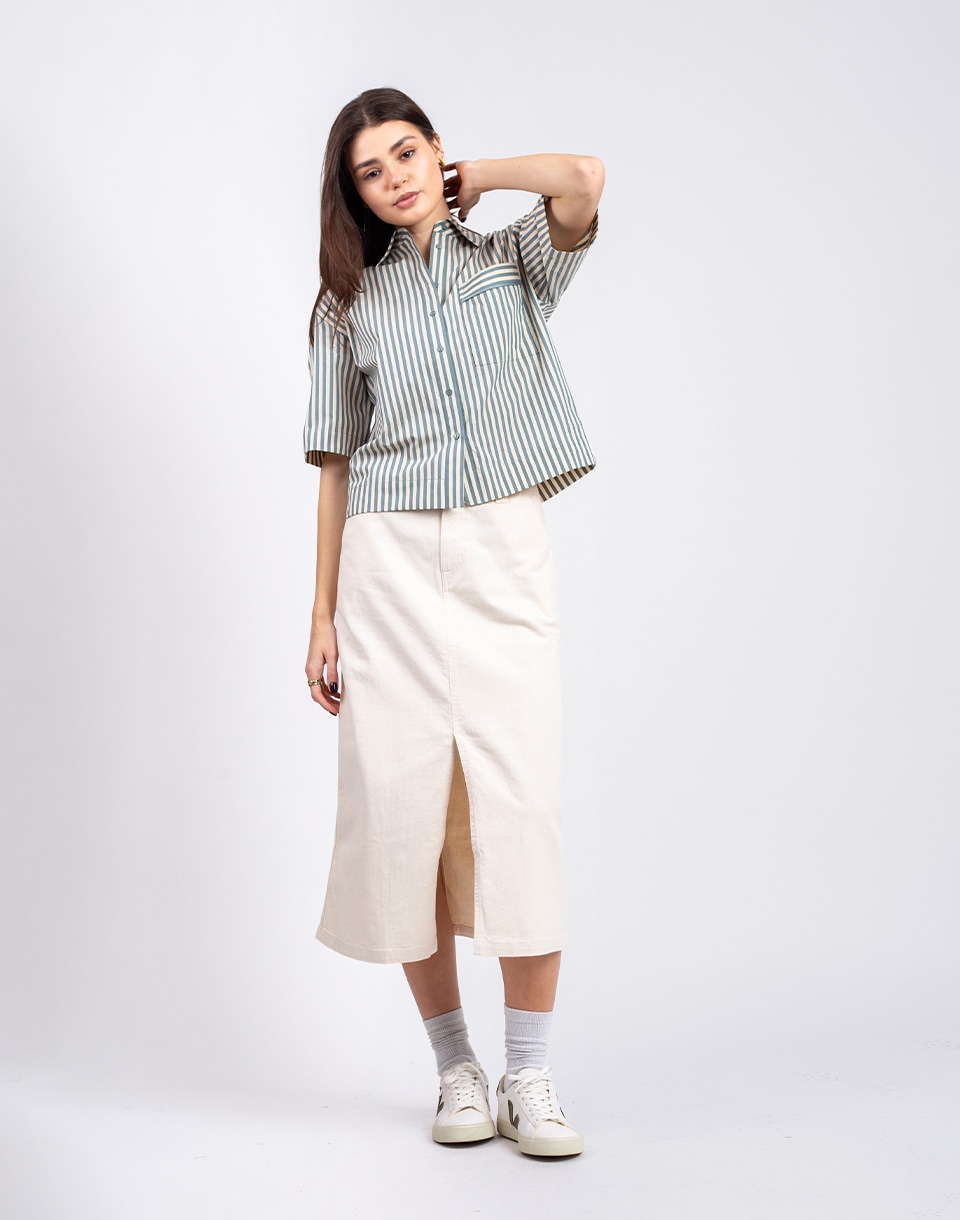 Yerse Denim Midi Skirt 002 ECRU S