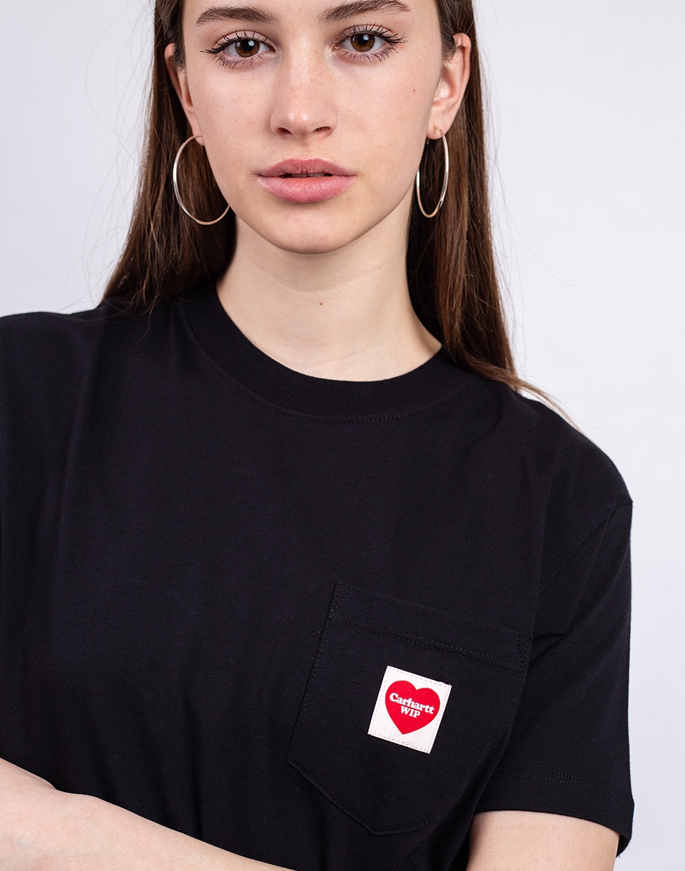 Carhartt WIP W' S/S Pocket Heart T-Shirt Black/Red M