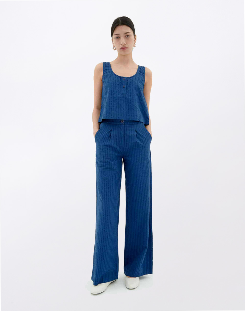 Thinking MU Cobalt Seersucker Manolity Pants BLUE 40