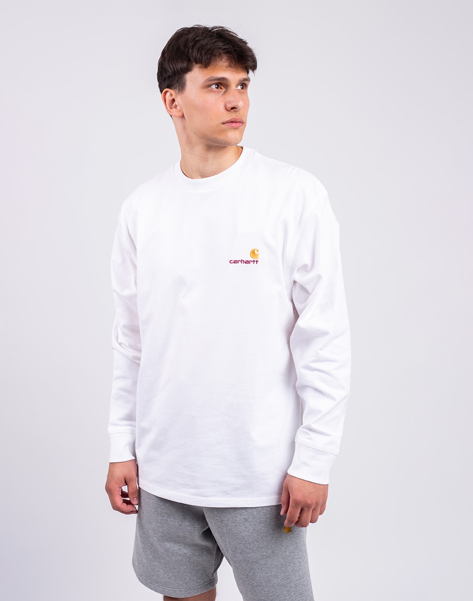 Tričko Carhartt WIP L/S American Script T-Shirt White