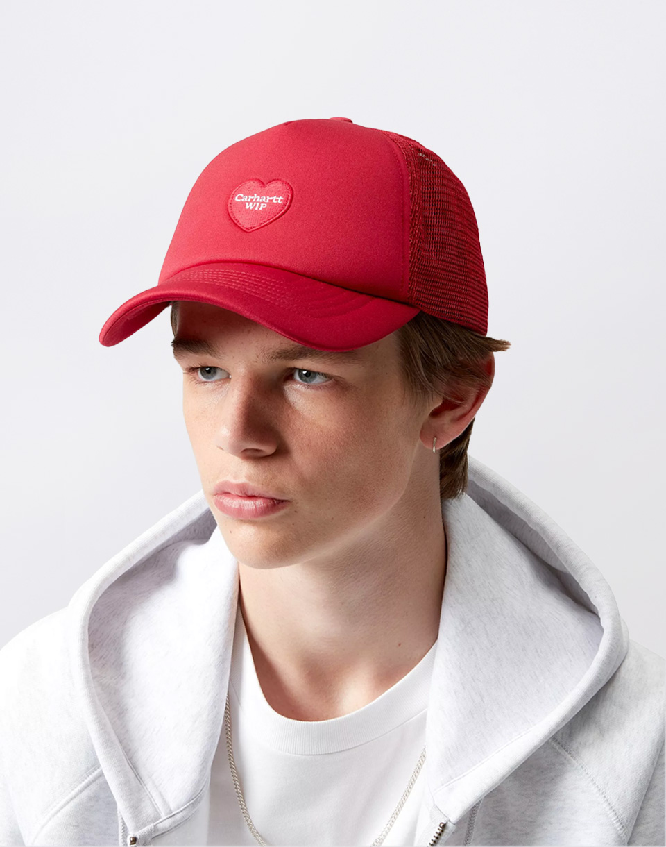 Carhartt WIP Heart Patch Trucker Cap Scarlet