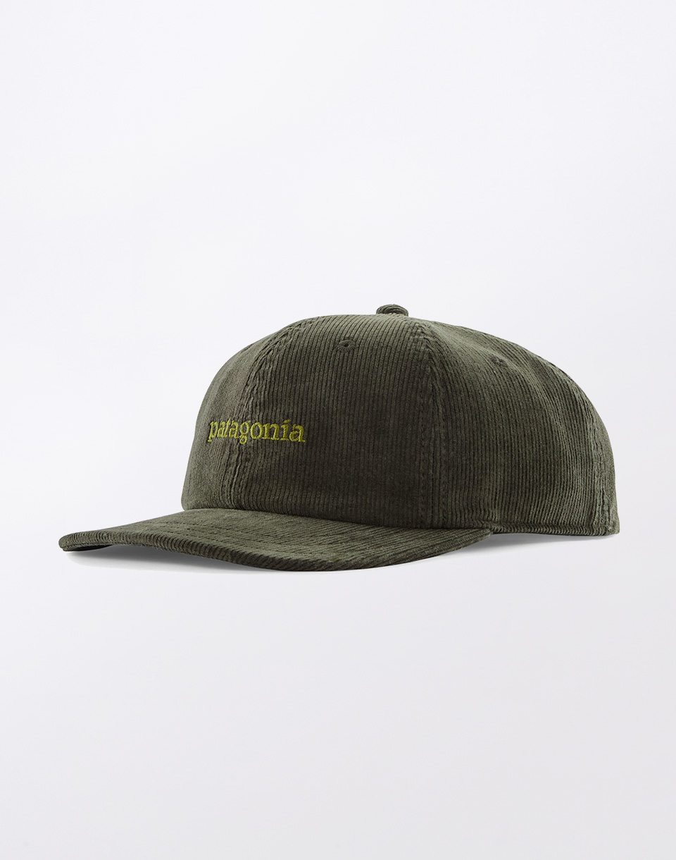 Patagonia Corduroy Cap Text Logo: Old Growth Green