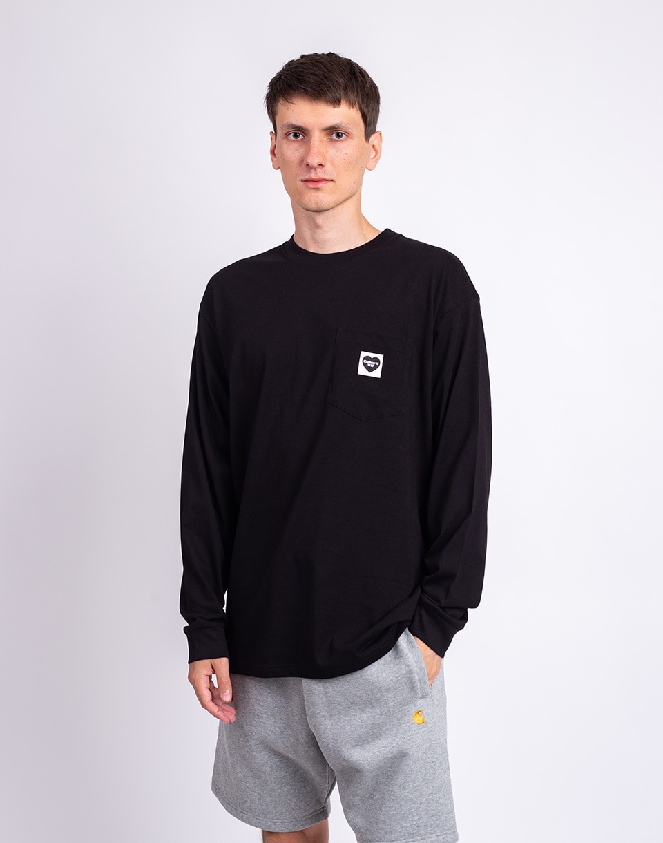 Tričko Carhartt WIP L/S Pocket Heart T-Shirt Black/Black