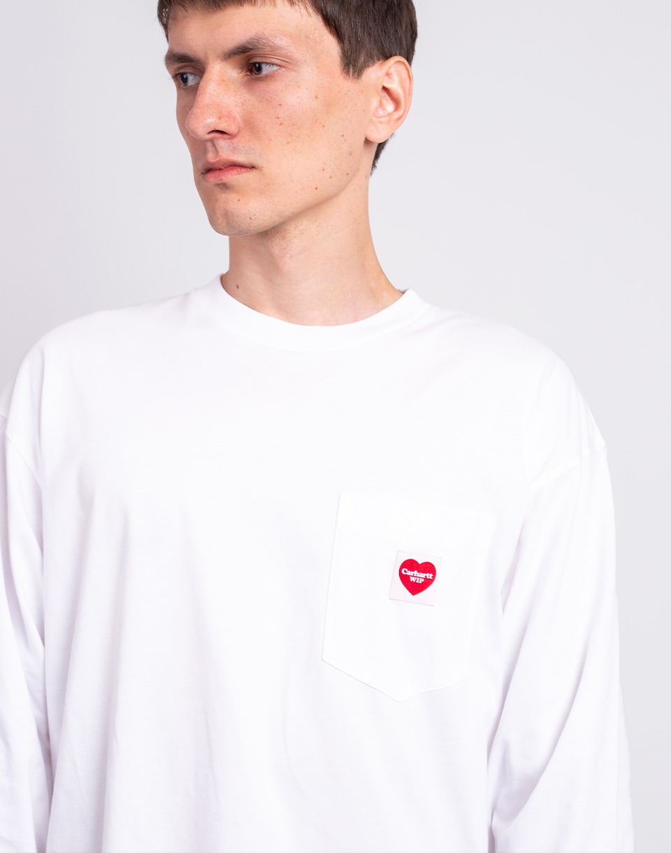 Carhartt WIP L/S Pocket Heart T-Shirt White/Red M