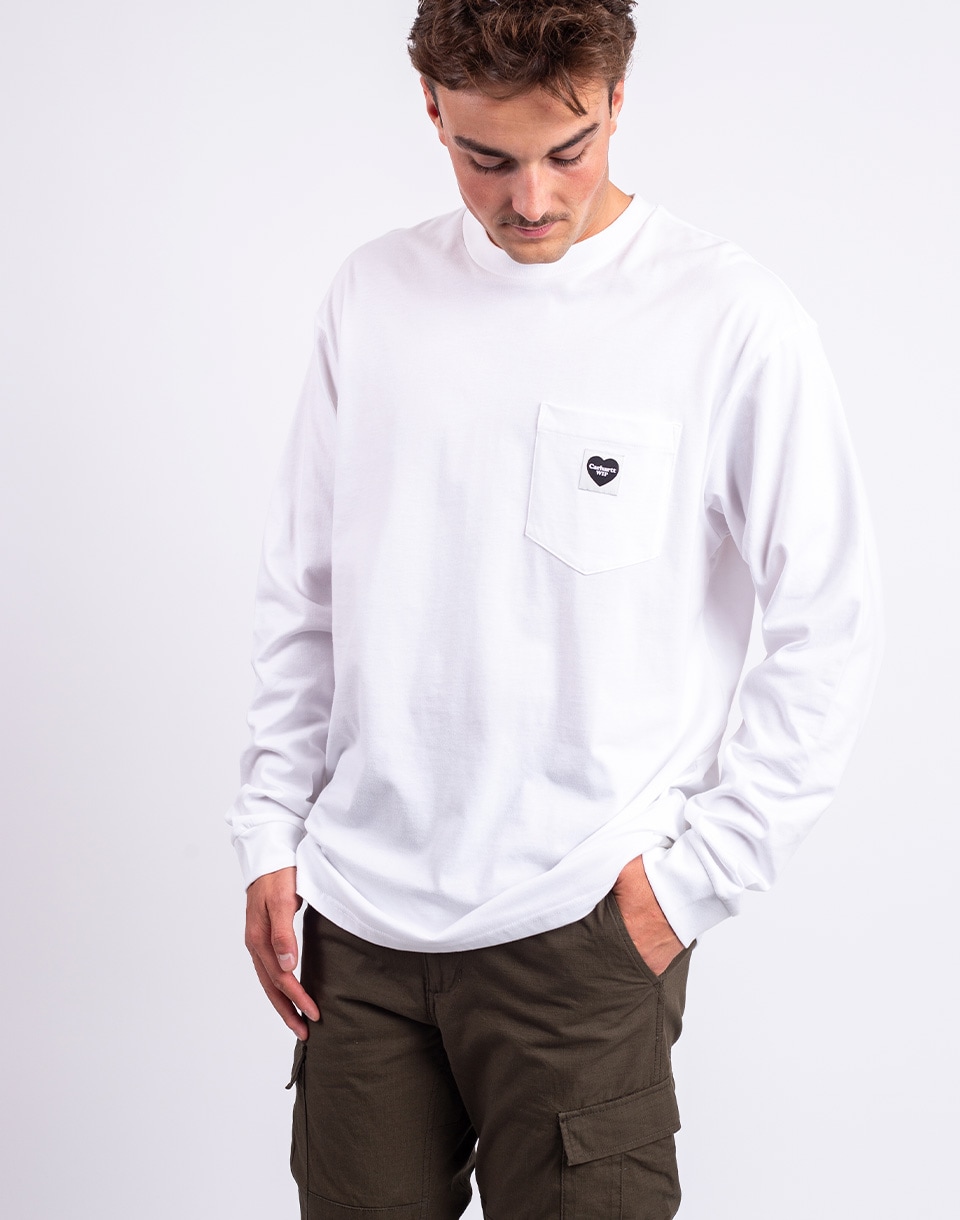 Carhartt WIP L/S Pocket Heart T-Shirt White/Black M