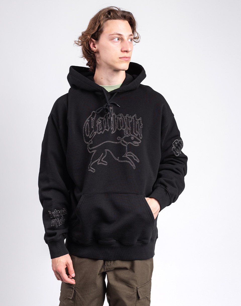 Carhartt WIP Hooded Hackwork Sweat Black/Wall M