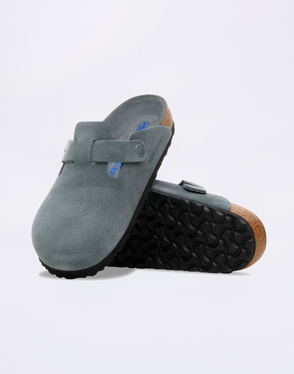 Birkenstock Boston Suede Leather Basalt Gray Tonal FB 42