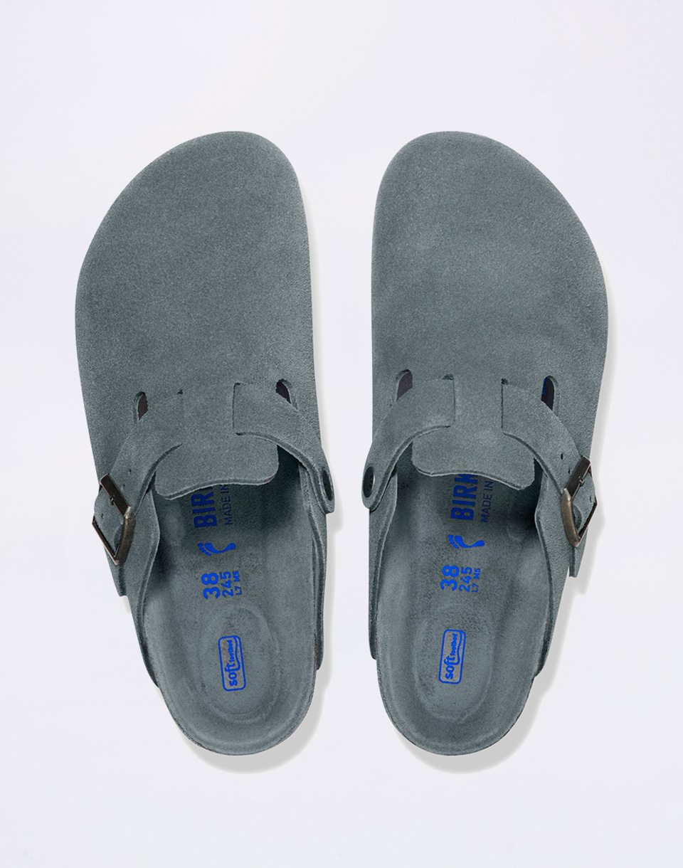 Birkenstock Boston Suede Leather Basalt Gray Tonal FB 42