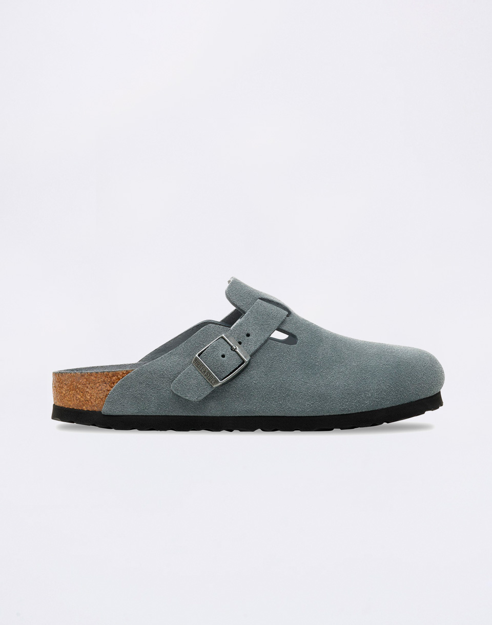 Birkenstock Boston Suede Leather Basalt Gray Tonal FB 44