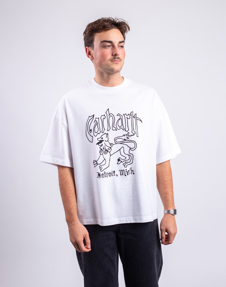 Tričko Carhartt WIP S/S Hackwork T-Shirt White heavy stone wash