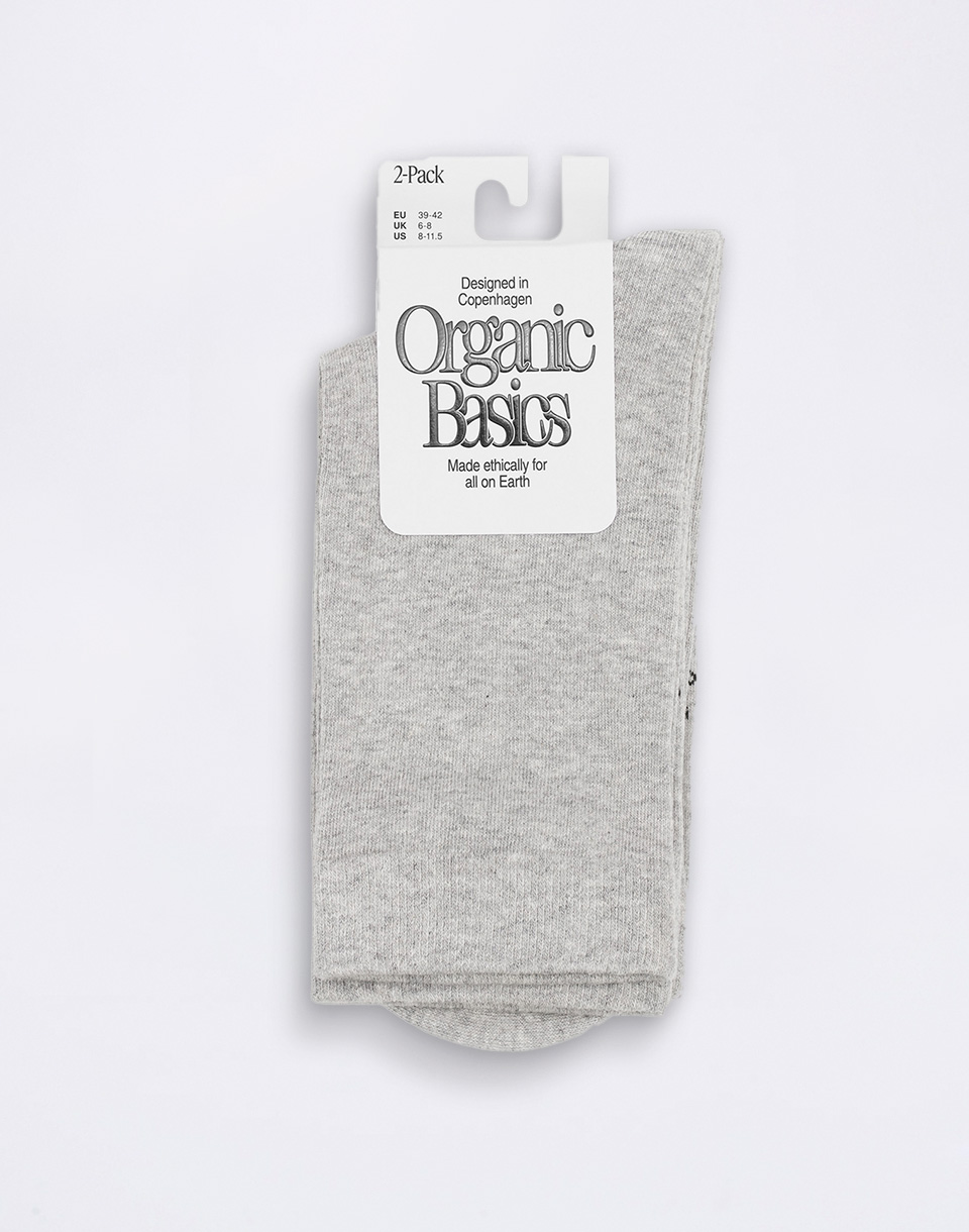 Organic Basics Core Crew Socks 2-pack Grey 35-38