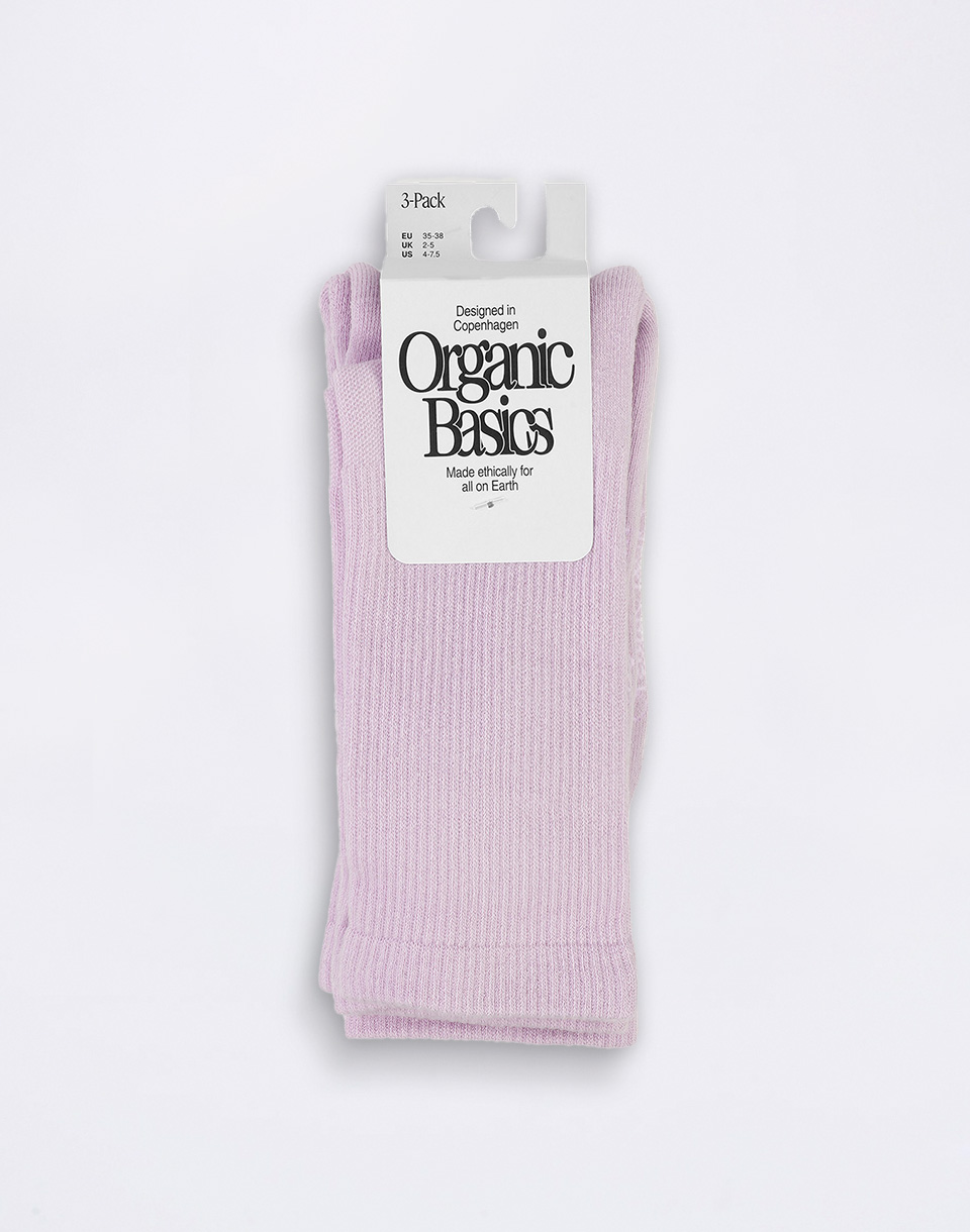 Organic Basics Core Tennis Crew Socks 3-pack Soft Lilac 35-38