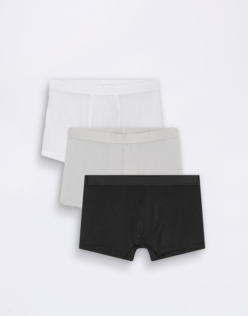 Organic Basics Premium Trunks 3-pack White / Hazy / Black L