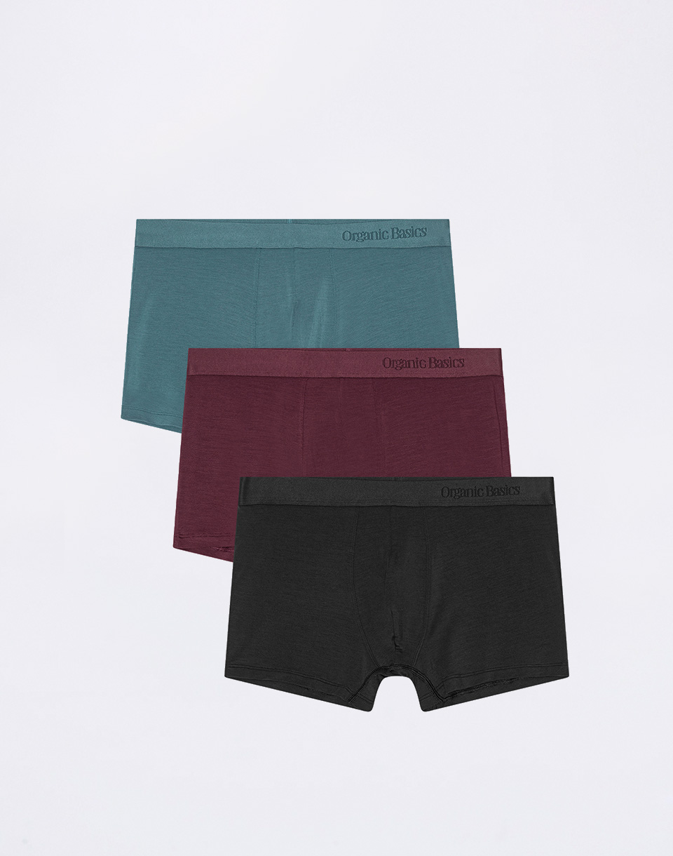 Organic Basics Premium Trunks 3-pack Space Blue / Plum / Black L