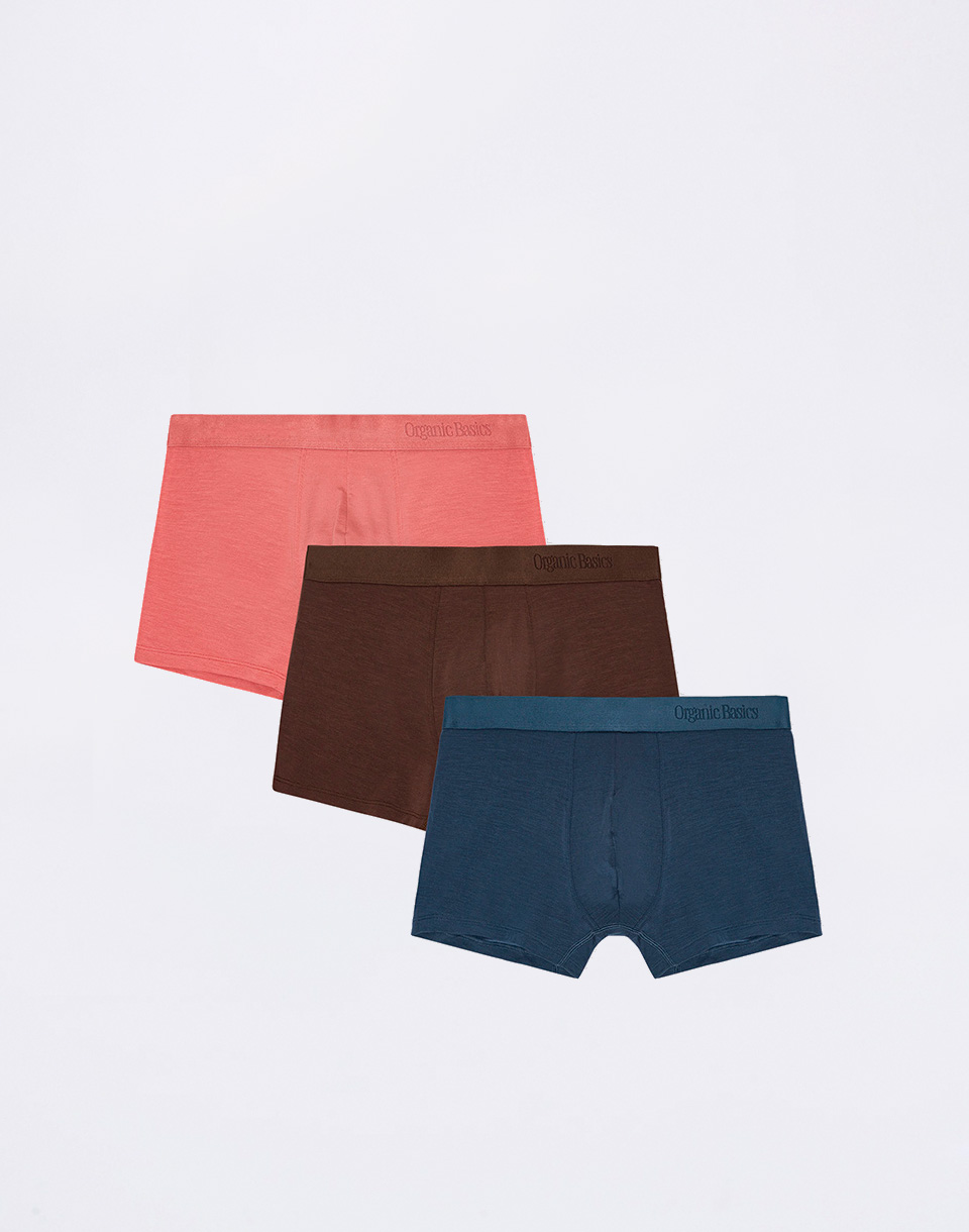Organic Basics Soft Touch Trunks 3-pack Terracotta / Rich Brown / Midnight Blue L