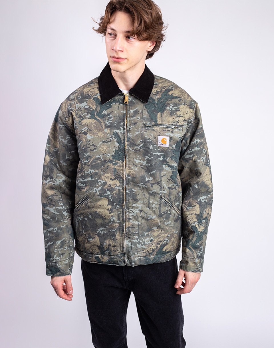 Carhartt WIP OG Detroit Jacket Camo Combi, Green/Black stone washed M