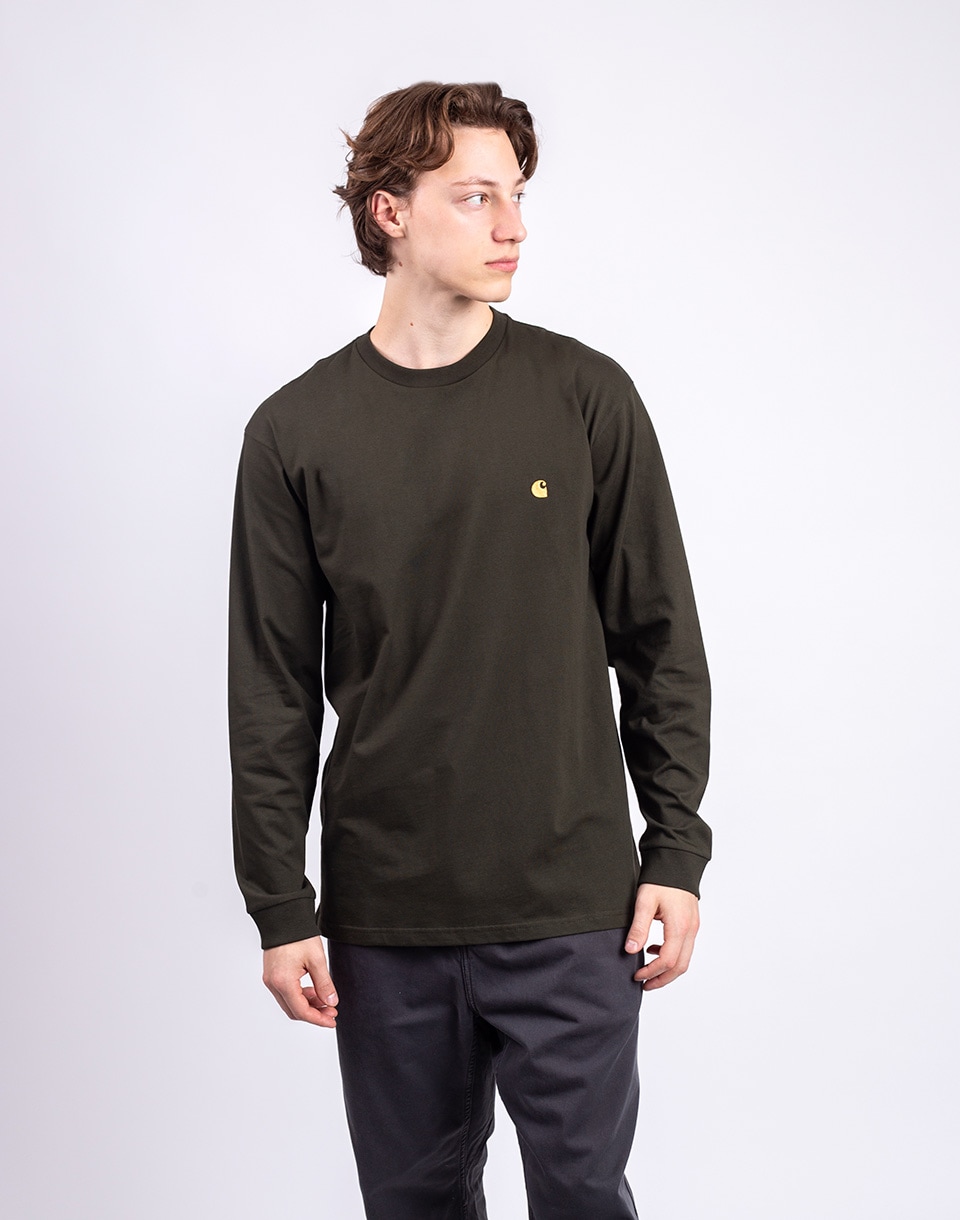 Tričko Carhartt WIP L/S Chase T-Shirt Olive/Gold
