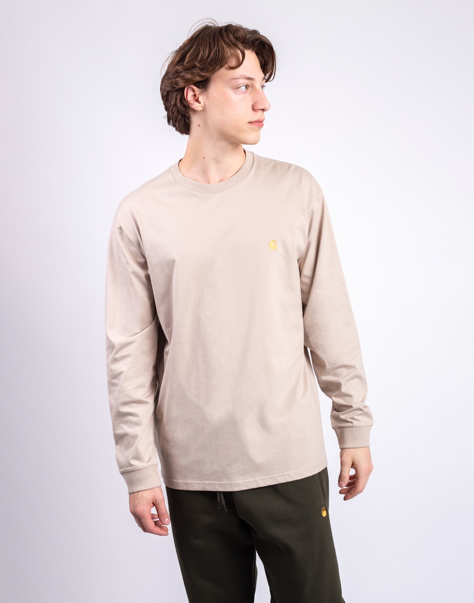 Tričko Carhartt WIP L/S Chase T-Shirt Fleur De Sel/Gold