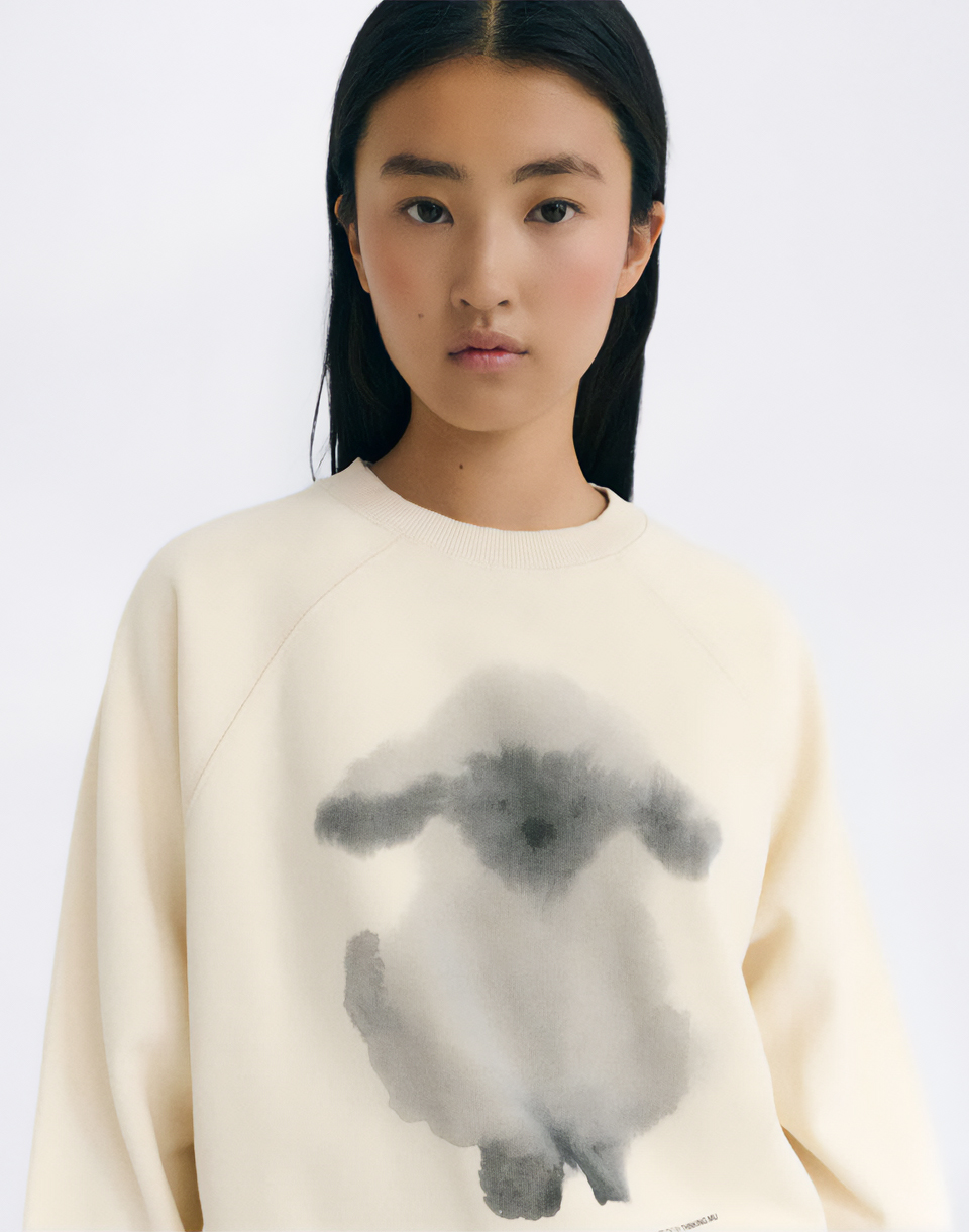 Thinking MU Cloud Sheep Bonnie Sweatshirt WHITE XS