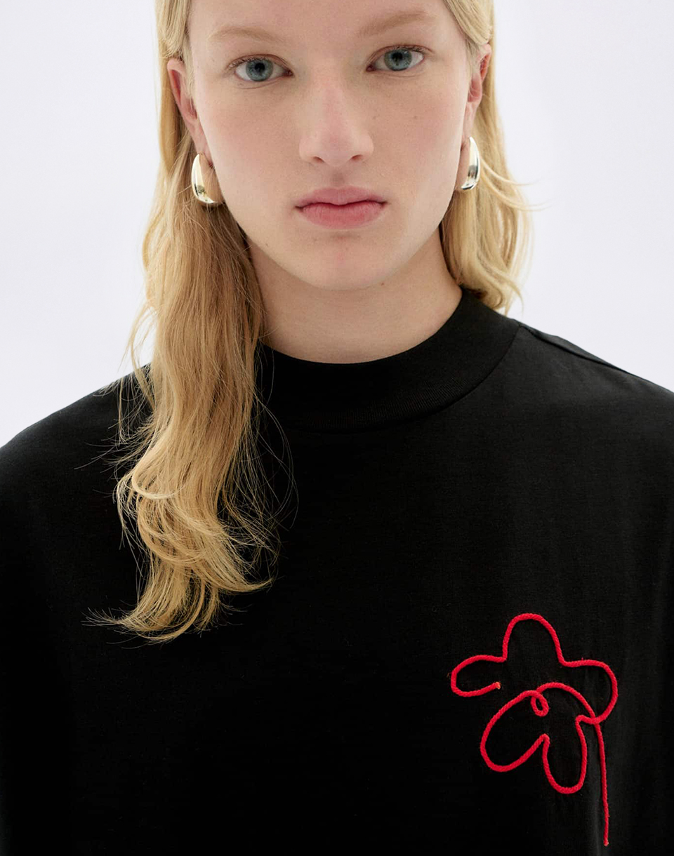 Thinking MU Flower Cord Black Volta Tee BLACK M