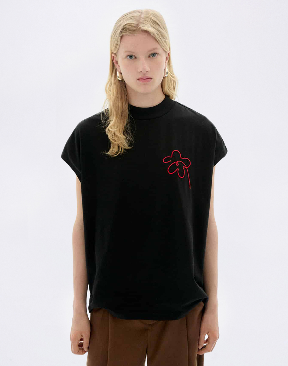 Tričko Thinking MU Flower Cord Black Volta Tee BLACK