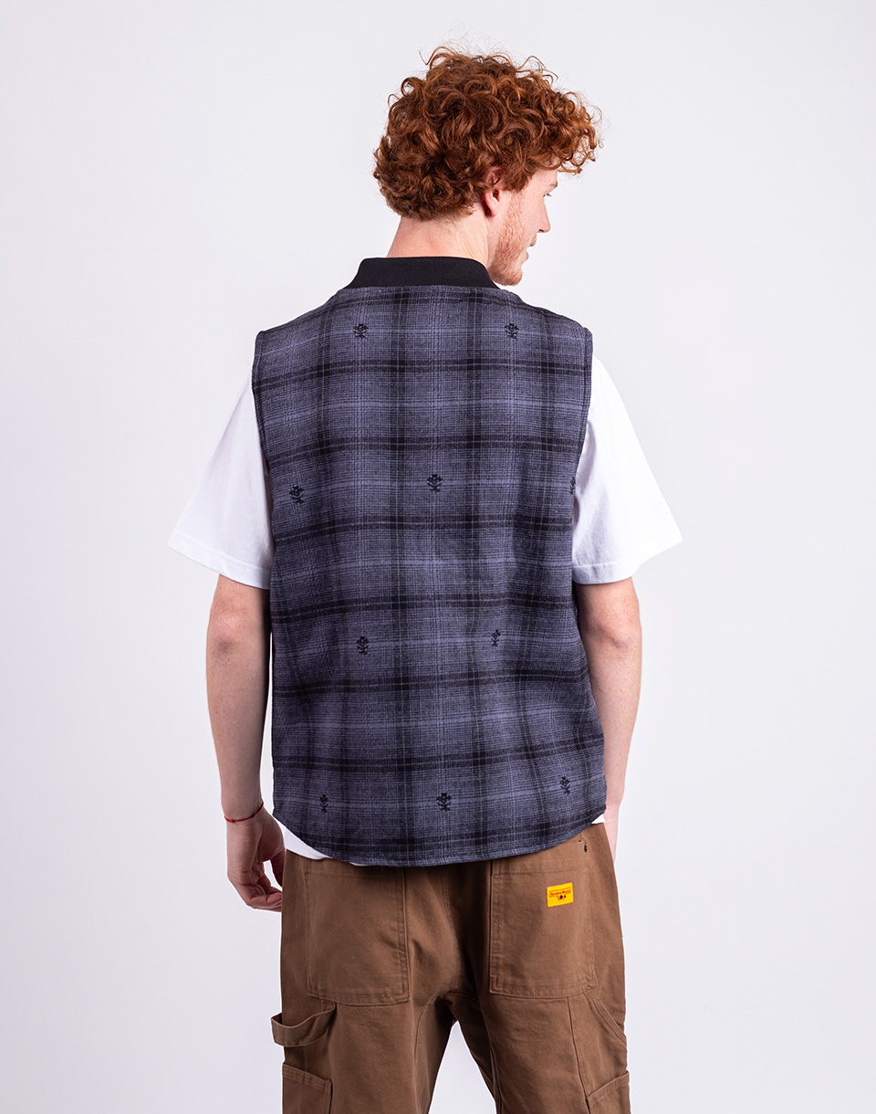 Service Works Thistle Plaid Padded Work Vest BLACK XL