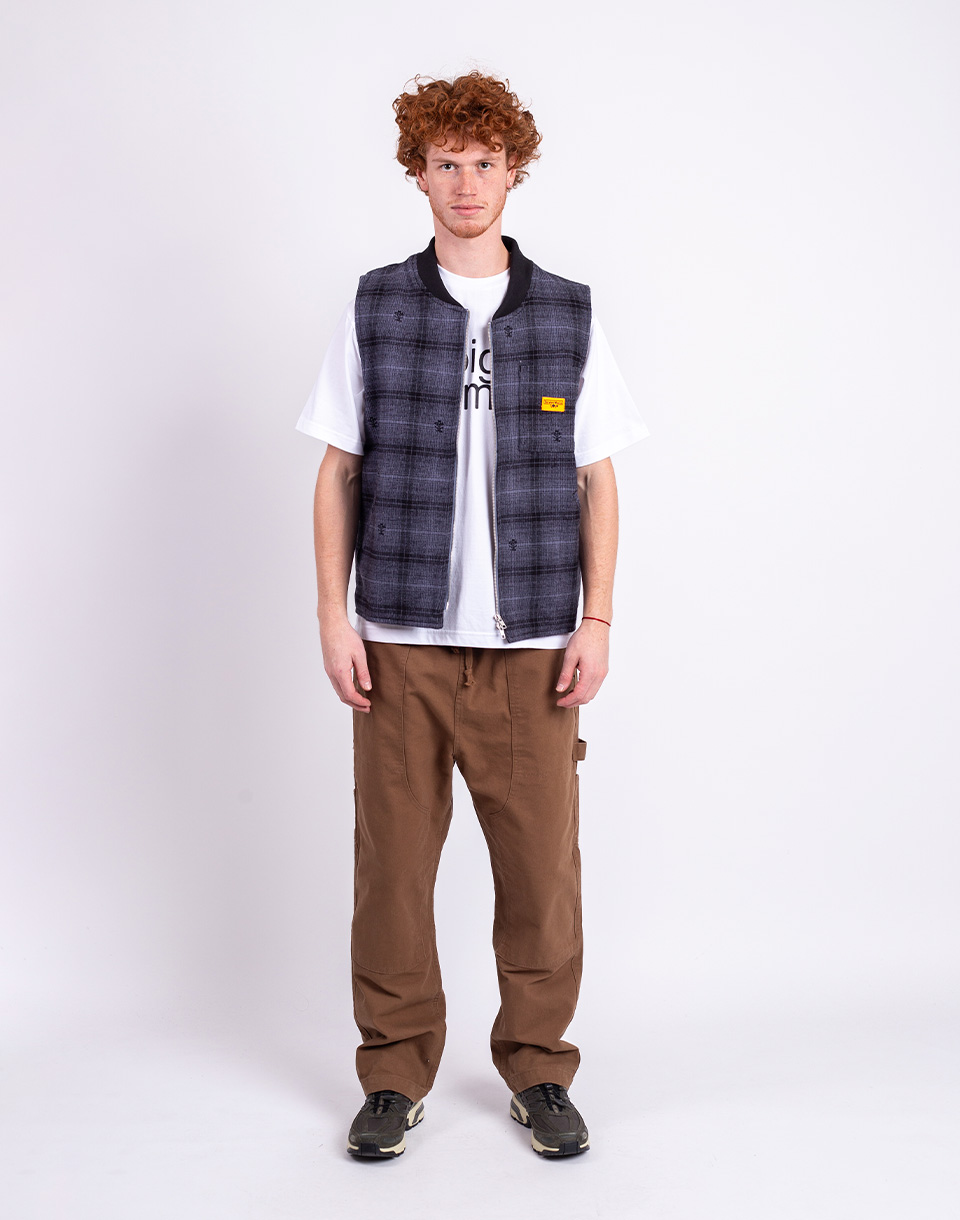 Service Works Thistle Plaid Padded Work Vest BLACK XL