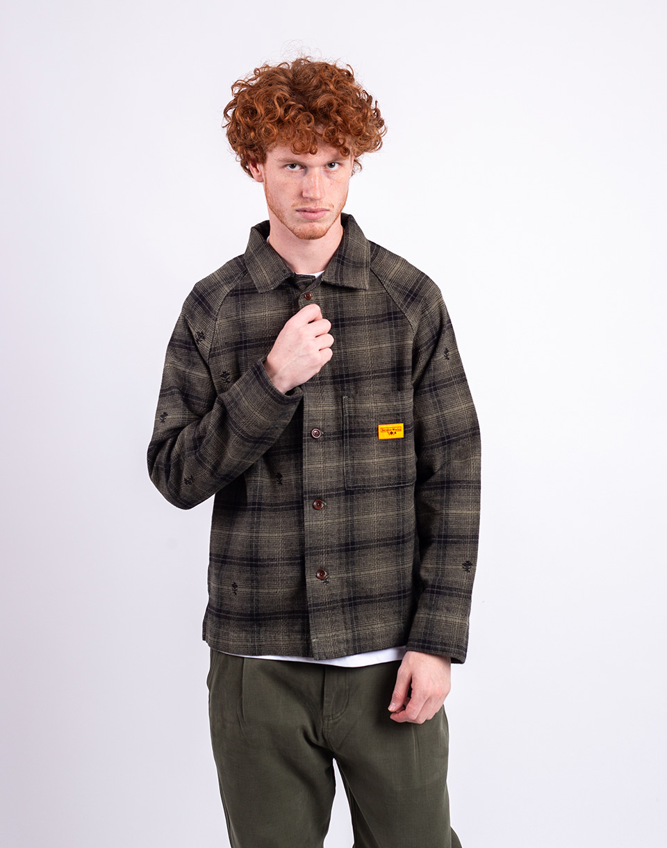 Service Works Thistle Plaid FOH Jacket OLIVE XL
