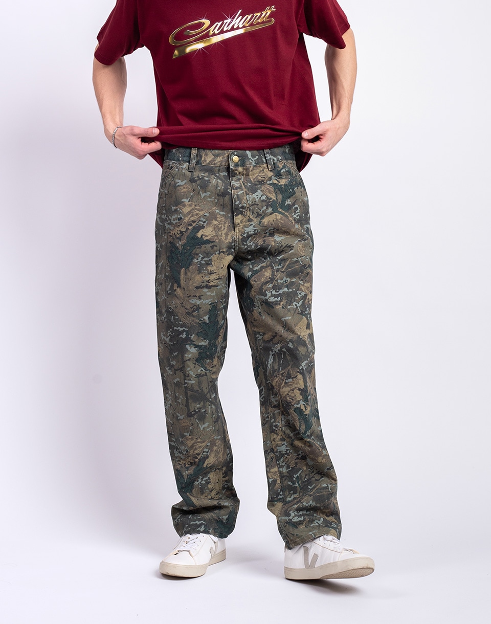 Carhartt WIP Single Knee Pant Camo Combi, Green stone washed W31/L32