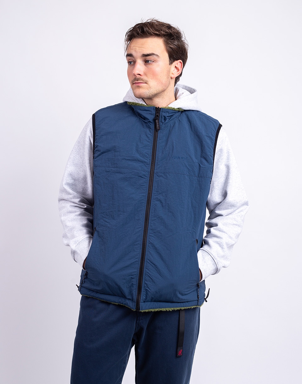 Gramicci Reversible Sherpa Vest OLIVE/DUSTY NAVY S