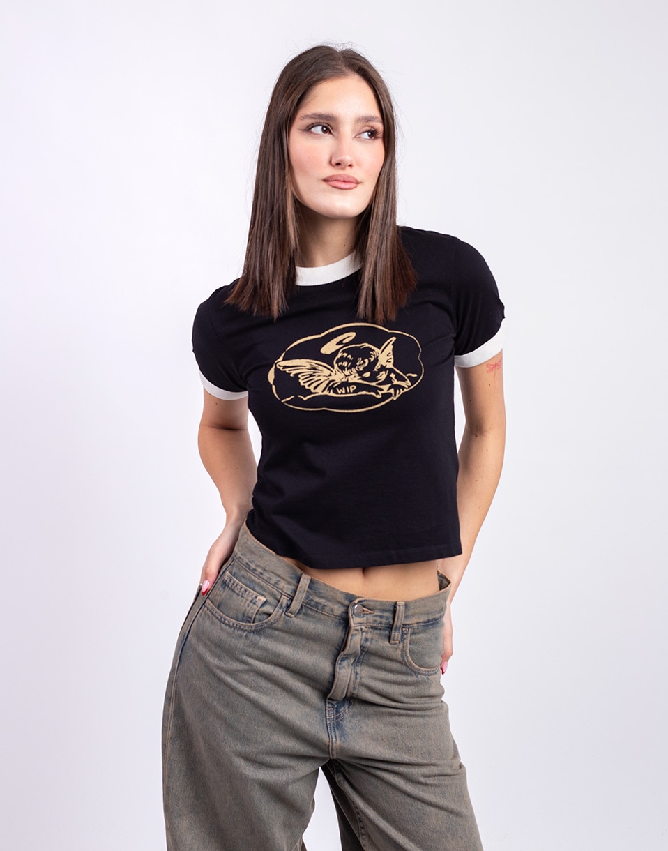 Tričko Carhartt WIP W' S/S Reminiscing Ringer T-Shirt Black heavy stone wash