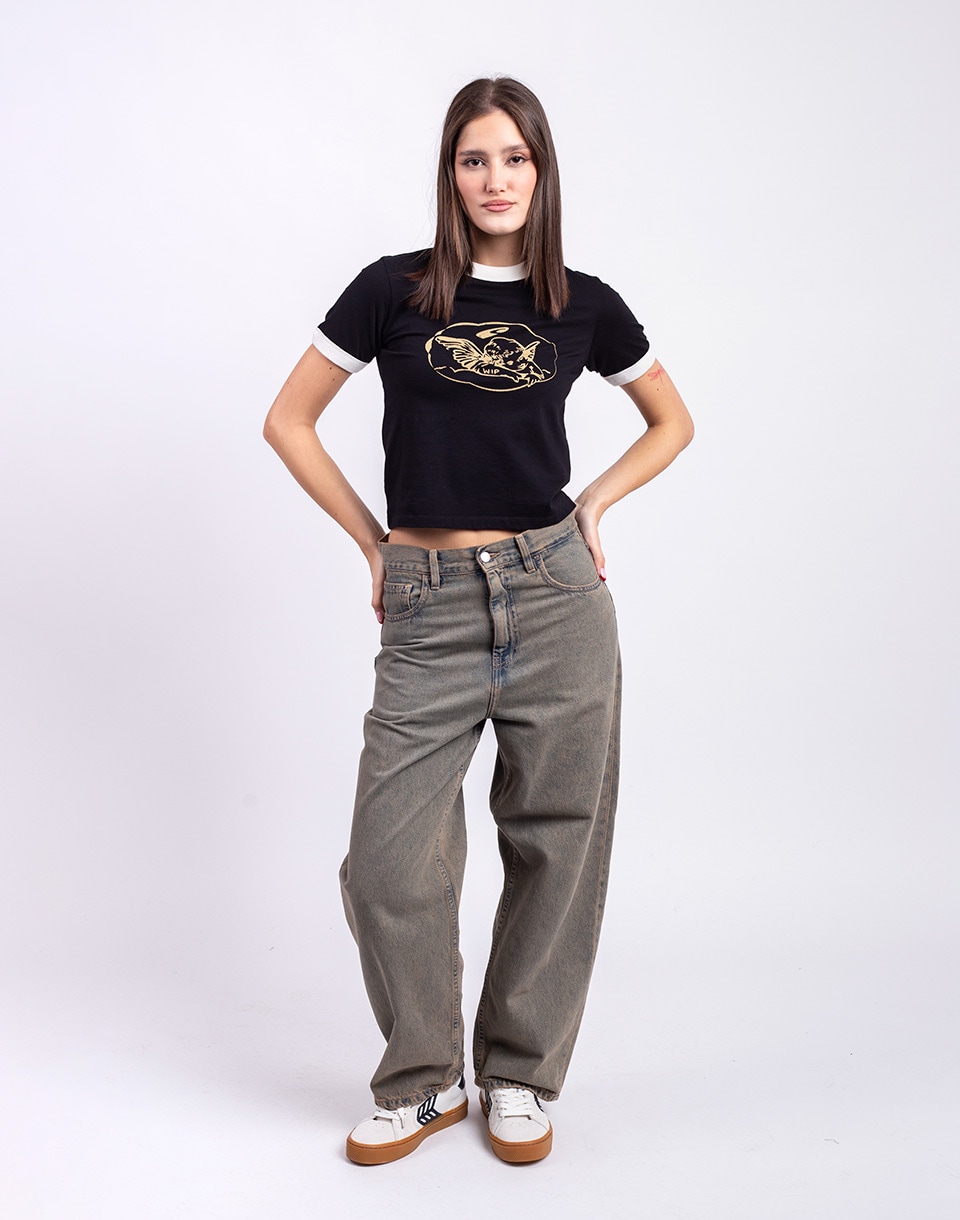 Carhartt WIP W' S/S Reminiscing Ringer T-Shirt Black heavy stone wash XS
