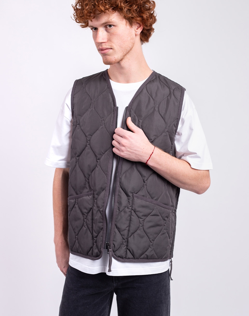 Taion Unisex Military Zip V-Neck Down Vest CHARCOAL L