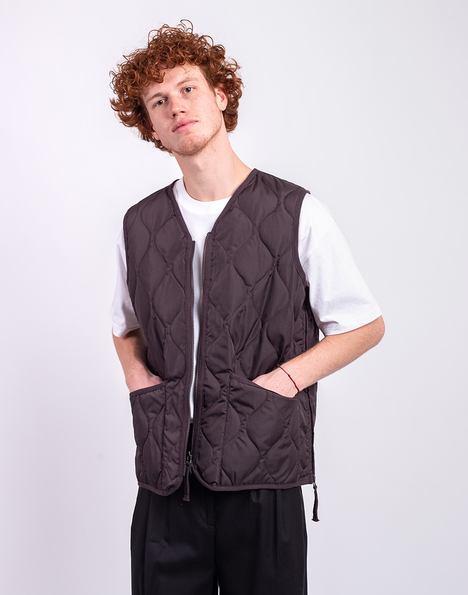 Taion Unisex Military Zip V-Neck Down Vest D.CHOCO L